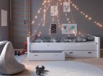 Кровать Амелия 90x200 с выдвижными ящиками (белый  воск)