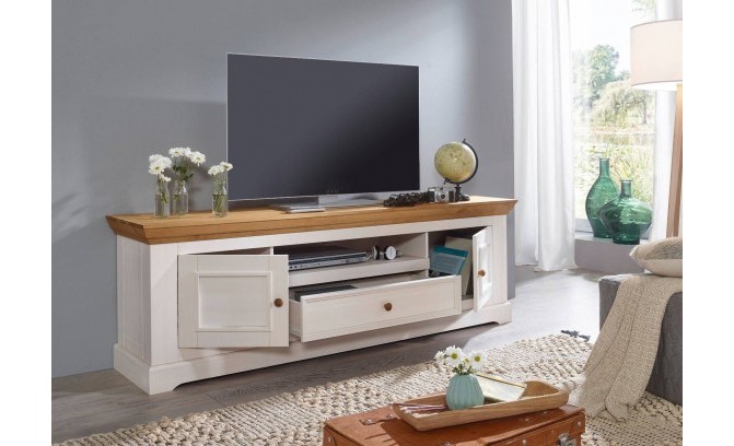 Тумба ТВ 201 Форест (белый воск/бейц-масло),189х63х42 см — изображение 4